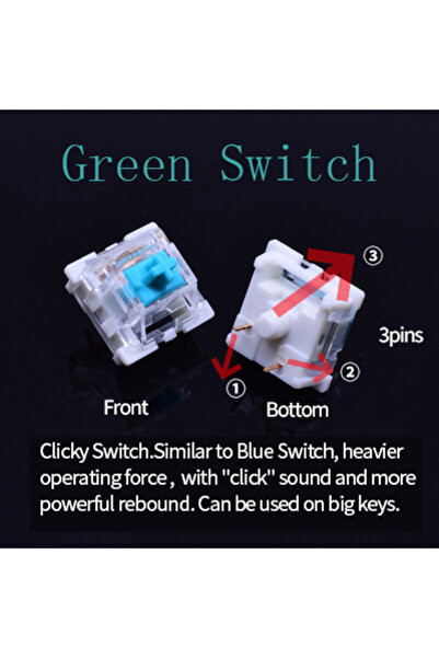 GGBEE 110pcs Clicky Green Outemu Switch for Keyboard 3Pin Dustproof Linear Ta...