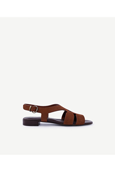 Yargıcı Leather Sandals with Cross Strap Detail