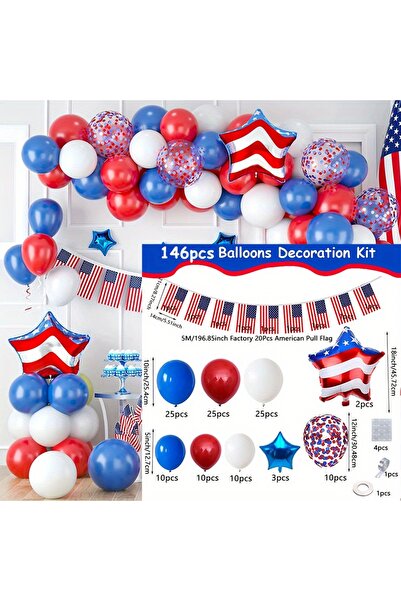 Choice Other MULTI 146PCS Independence Day Balloon Arch Set Blue, White, and ...