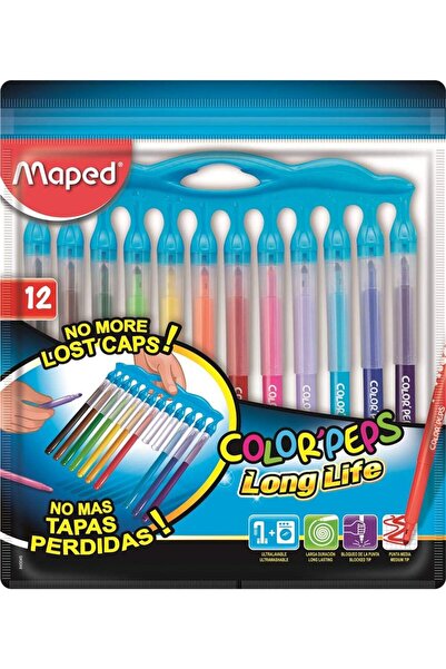 Maped Color Peps Long Life Keçeli Kalem 12 Renk Plastik Kutu 3154148450450