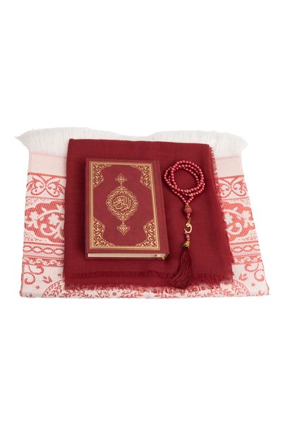 Hayrat Neşriyat Shawl + Prayer Rug + Prayer Beads + Quran Gift Set (Bag Size,...