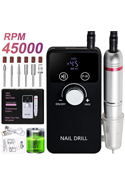 Choice USB black 45000RPM Professional Nail Drill Machine Rechargeable Electr...