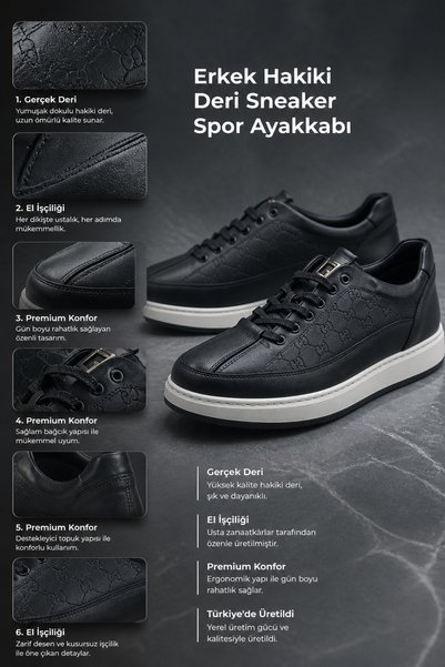 PATRICK CASSA Men's Genuine Leather Sneaker Sports Shoes