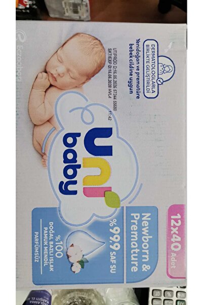 Uni Baby Yenidoğan Islak Pamuk Mendil 14x40lı Fırsat Paketi 0-6 Ay