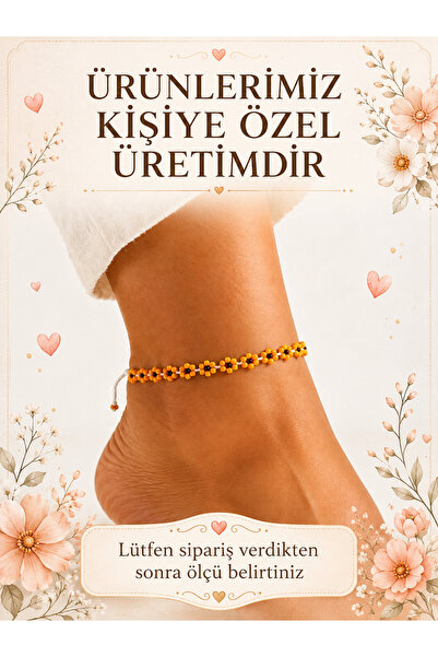 NEHOLİA Flower Beaded Anklet Adjustable Bohemian Summer Women's Anklet Handmade