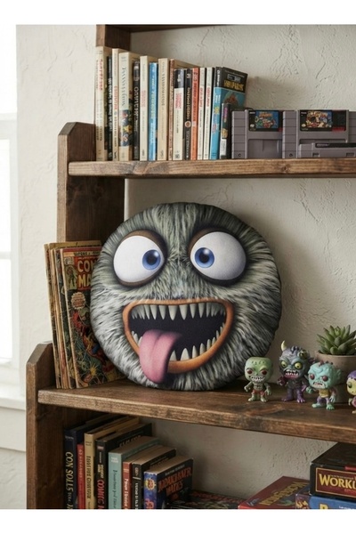 AZİZ OYUNCAK وسادة الوحش ذات الطابع الكرتوني المرحة من Monster Gray.