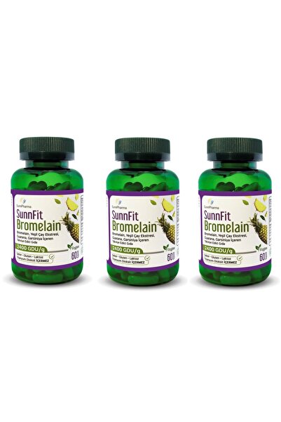 SunnFit Bromelain ''bromelain ,yeşil Çay Ekstresi, Guarana,garsinya ,krom X 3