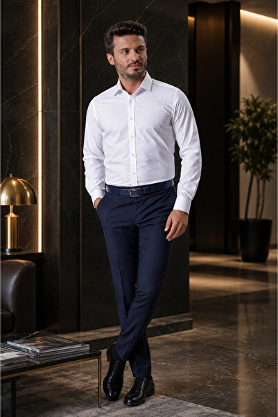 Ottomoda Klasik Uzun Kollu Regular Fit Erkek Pamuklu Kolay Ütülenebilir Beyaz...