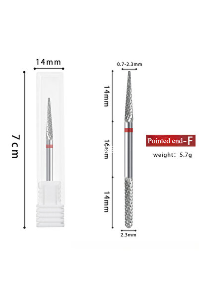 Choice1 Pointed F Double Head Cuticle Drill Bit 3/32" Professional Pointed/Ro...