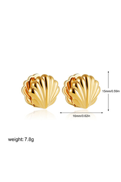 Choice 22967 Trendy Metal Shell Textured Earrings for Women Stainless Steel W...