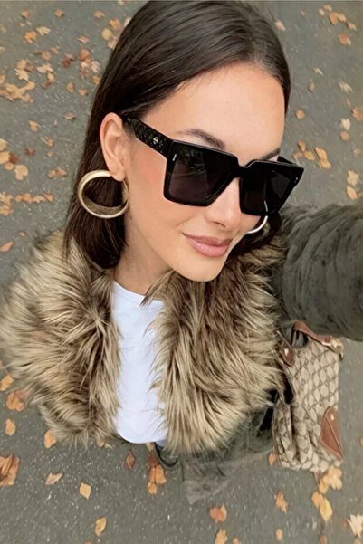Chunky Frame Fiores Black New Season Vintage Popular Luxury Square Women's Su...