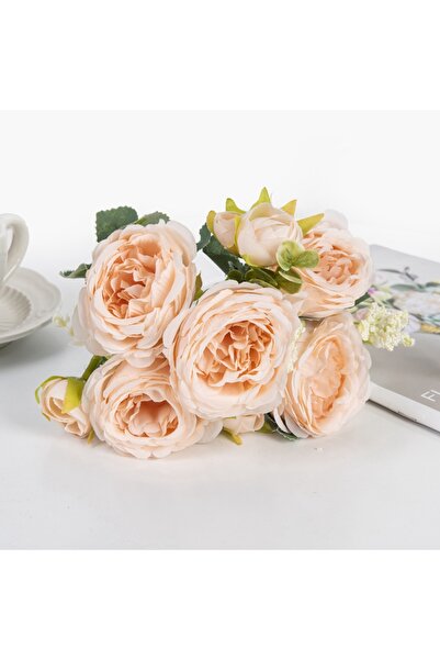 Choice Champagne Artificial Flowers Fake Silk White Peonies Used for Home Roo...