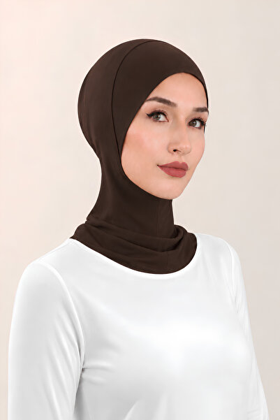 Jusmart Brown Cotton Neck Collar Hijab Bonnet |   Non-Slip Flexible Cap |   C...