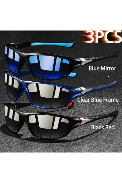 Choice27 Blue-ClearBlu-BlacRe 1PCS-2PCS-3PCS Fashion Vintage Sports Sunglasse...