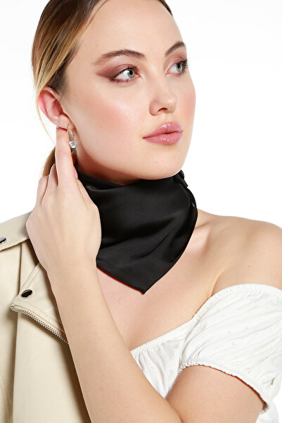 Axesoire 13731 Siyah Saten Bandana Fular 50x50 cm