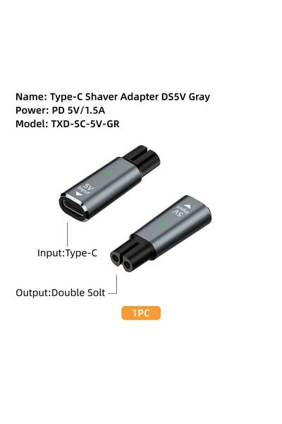 Choice1 TXD-SC-5V-GR Hobo 5V Type-C Shaver Adapter Charging Converter for Phi...