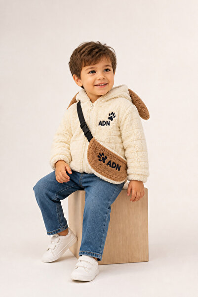 aden kids Checkered Lamb Fabric Cardigan with Lining and Bag Designed for Gir...