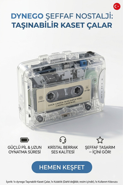 Dynego Nostaljik Kasetçalar Walkman FM Radyolu Kulaklıklı Kaset Fm Radyo