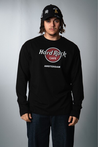 UKHWD SUPPLY Tricou pentru bărbați cu mânecă lungă Hard Rock Cafe Amsterdam