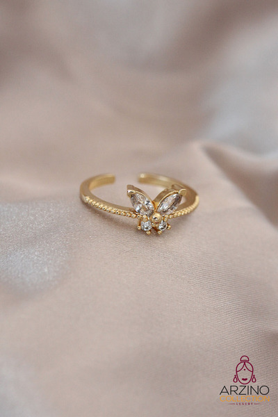 Generic Brand Adjustable Gold Color Metal Zircon Stone and Crystal Stone Butt...