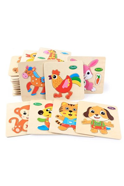Choice 3 random 3 PCs Random Color Puzzle 3D Toys Early Education Wooden Cart...
