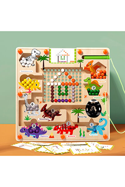 Choice1 Yellow Magnetic Color and Number Maze Montessori Dinosaur Counting Ma...
