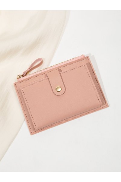 Choice QB342-Pink Minimalist and Fashionable Women's Short Card Bag Ultra-Thi...