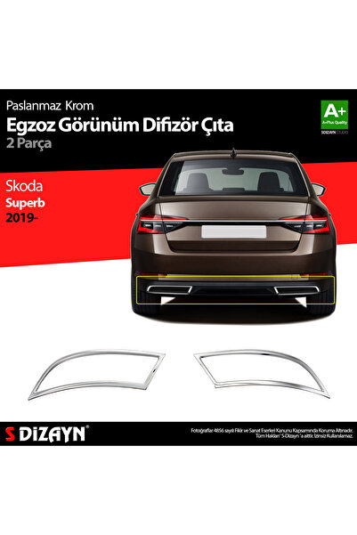 Genel Markalar S-Dizayn Skoda Superb Krom Egzoz Çıkışı 2 Parça 2020-2023 7219910