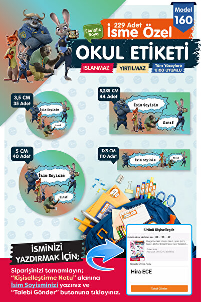 TUĞSET Okul Etiketi Kalem Defter Etiketi Özel İsim Yazılabilen Etiket Seti - ...