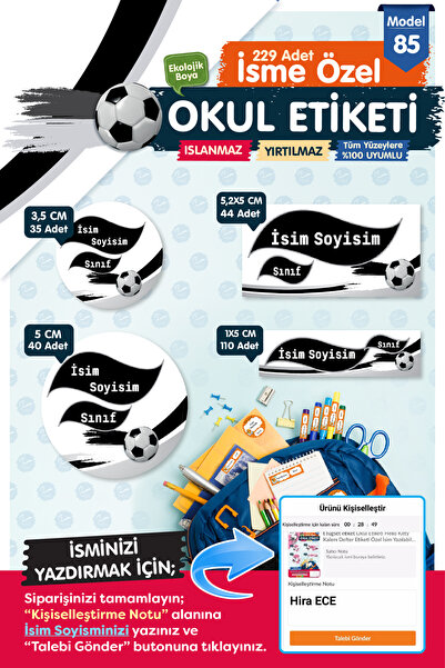 t tuğset etiket Okul Etiketi Kalem Defter Etiketi Özel Isim Yazılabilen Etike...