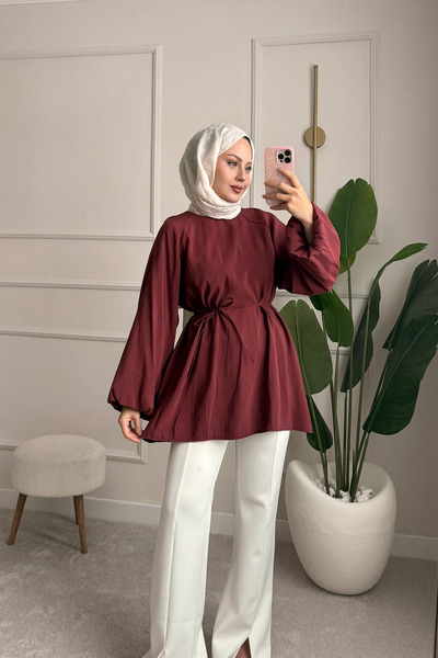 ensade Balloon Sleeve Modal Woven Tunic
