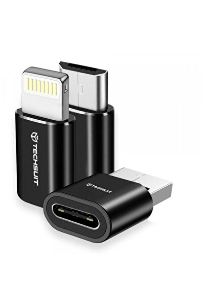 Techsuit Adaptor Date și Încărcare USB-C - Lightning / microUSB / USB-A A19 T...