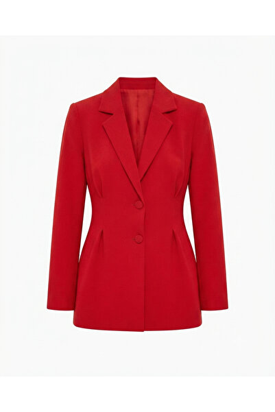 Bade Butik Red Blazer Jacket with Detailed Cuffs