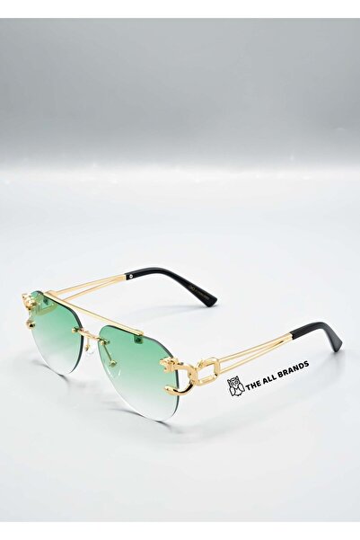 Eyemood Unisex Çerçevesiz Pilot Güneş Gözlüğü Altın Rengi Sap Yeşil Degrade C...