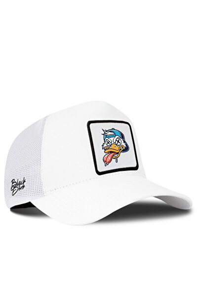 BlackBörk V1 Trucker Duck - Unisex White Hat (CAP) with 1bs Code Logo