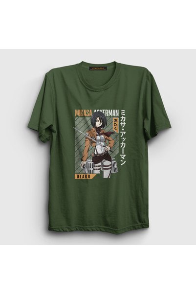 Presmono Unisex kaki Mikasa fan anime Attack On Titan T-shirt 125223tt