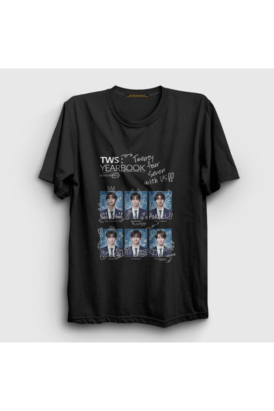 Presmono Unisex Black Yearbook K Pop Tws T-Shirt 605500Tt