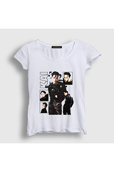 Presmono Women's White Kai Kim Jong in Exo T-Shirt 597773Tt