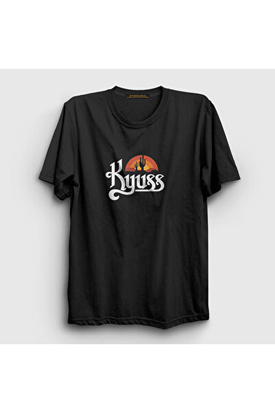 Presmono Unisex Black Logo Kyuss T-Shirt 439200Tt