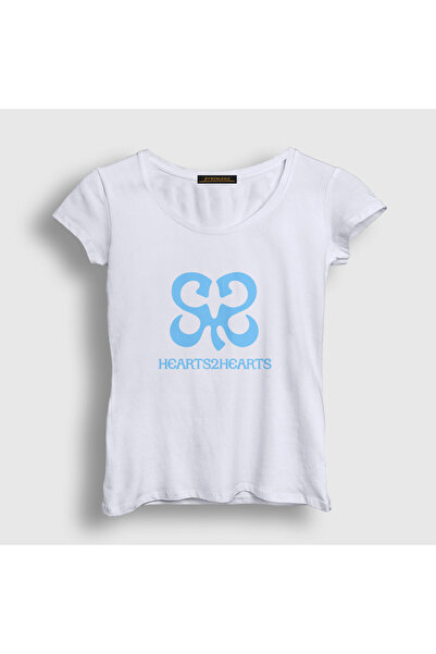 Presmono Women's White Logo K-Pop Hearts2Hearts T-Shirt 598258Tt