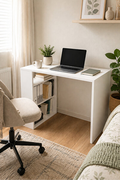 dekor fim DF09102B Kitaplıklı Çalışma, Bilgisayar Masası, Raflı 90x70 Modern ...