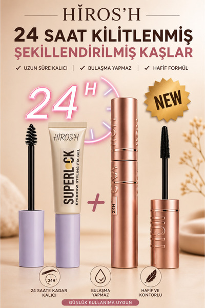 HİROS'H Super Şeffaf Brow Glue Kaş Sabitleyici Maskara Ve Maskara- Şeffaf