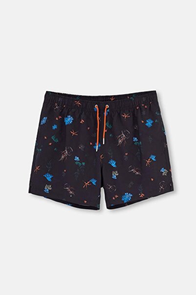 Dagi Navy Blue Underwater Patterned Short Swim Shorts