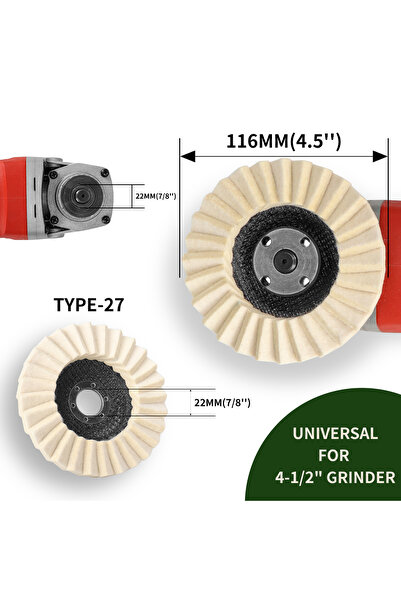 Choice1 1Pc 4.5 Inch 1/3Pcs Wool Polishing Wheel Polishing Pad Grinder Access...