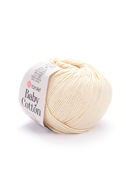 Yarnart Baby Cotton - Дитяча пряжа для в'язання ручної роботи, світло-кремови...