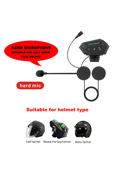 Kebidumei Hard Mic Bluetooth Motorcycle Helmet Headset Headphone Wireless Mot...