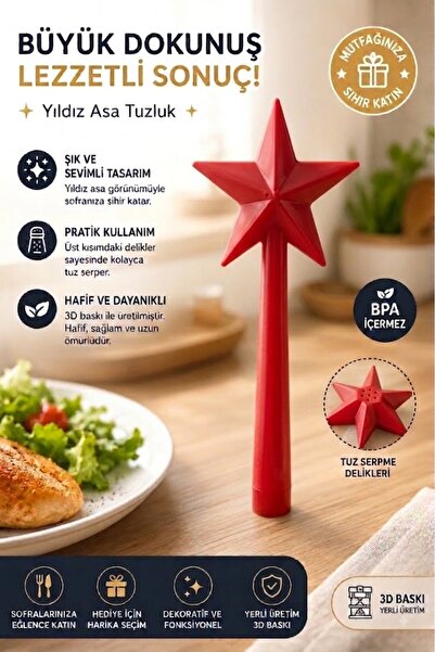 Ognami 3D Baskı Sihirli Değnek Tuzluk ve Baharatlık | Magic Wand Salt Shaker