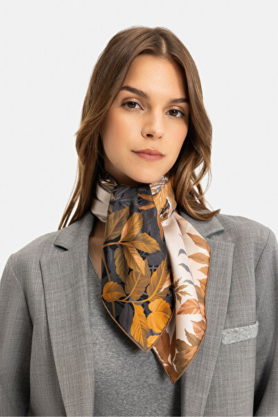 Vakko ÇİÇEK DESENLİ TWILL İPEK EŞARP