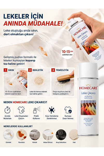 HomeCare Pudralı Yağ Leke Çıkarıcı Sprey 200 ML