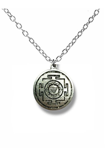 Herşey Nota Kali Yantra Symbol Figured Necklace – Spiritual Silver Color Unis...